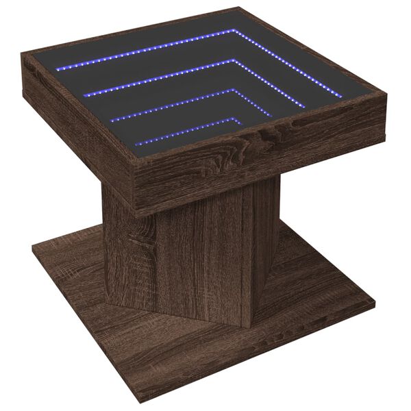 vidaXL Table basse avec LED chêne marron 50x50x45 cm bois d'ingénierie