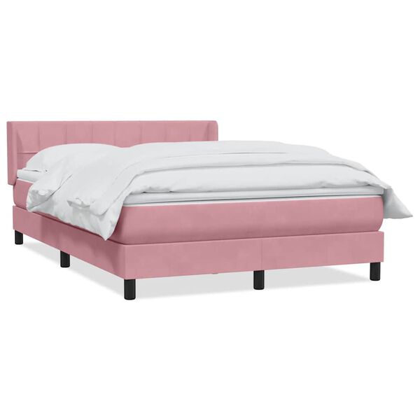 vidaXL Sommier &agrave; lattes de lit avec matelas rose 140x210 cm velours