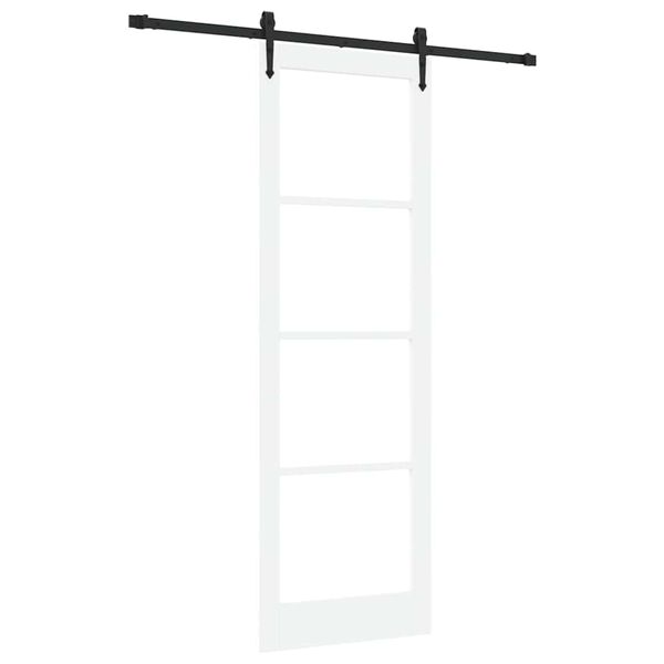 vidaXL Porte coulissante Blanc 78 x 232 cm Bois de pin massif et verre
