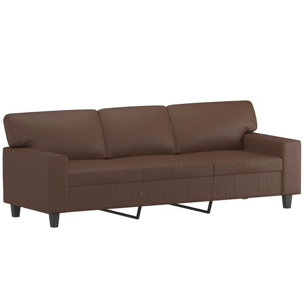 vidaXL Canap&eacute; &agrave; 3 places avec repose-pieds Marron 180 cm Similicuir