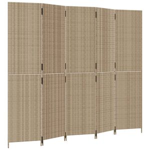 vidaXL Cloison de s&eacute;paration 5 panneaux beige r&eacute;sine tress&eacute;e