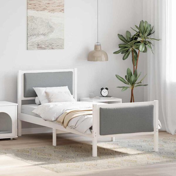 vidaXL Cadre de lit avec tête de lit Gris clair 75 x 190 cm tissu