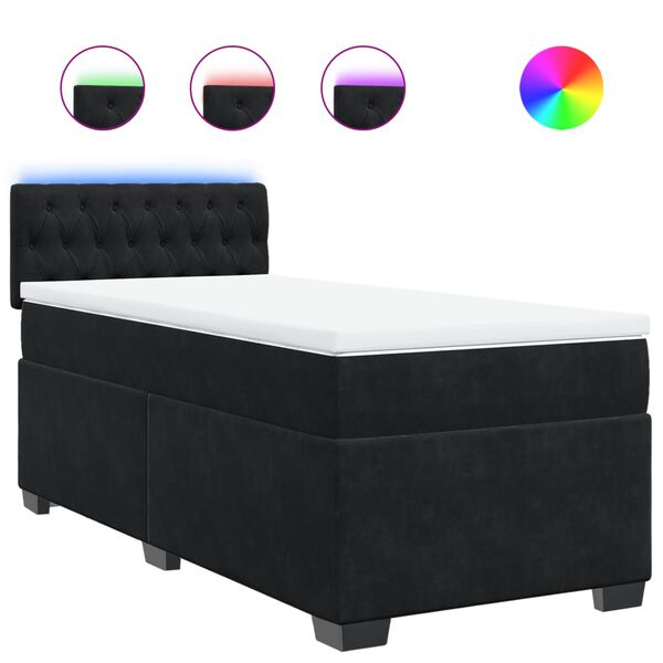 vidaXL Sommier &agrave; lattes de lit avec matelas Noir 90x190 cm Velours