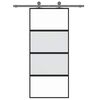 vidaXL Porte coulissante noir 90x205 cm verre trempé aluminium