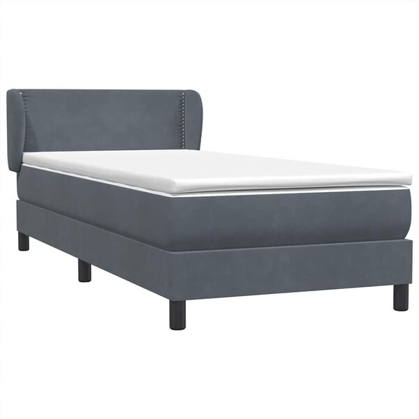vidaXL Sommier &agrave; lattes de lit et matelas gris fonc&eacute; 80x220 cm velours