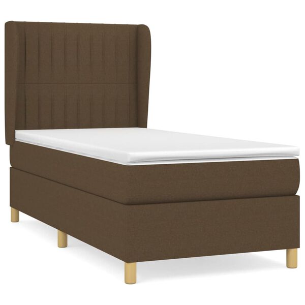 vidaXL Sommier &agrave; lattes de lit avec matelas Marron fonc&eacute; 90x190 cm