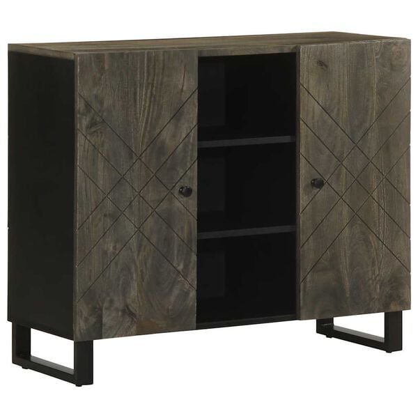 vidaXL Buffet noir 90x33x75 cm bois massif de manguier