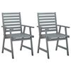 vidaXL Chaises &agrave; manger d'ext&eacute;rieur lot de 2 et coussins Acacia massif