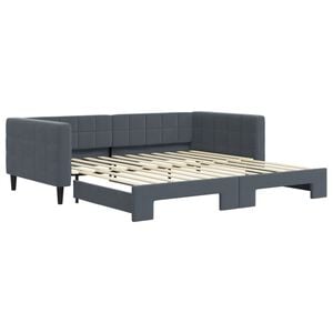 vidaXL Lit de jour avec gigogne sans matelas gris fonc&eacute; 100x200 cm