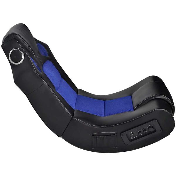 vidaXL Fauteuil &agrave; bascule &agrave; enceinte Noir et bleu Similicuir