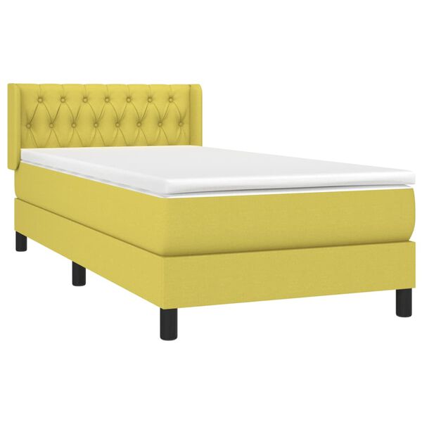 vidaXL Sommier à lattes de lit avec matelas Vert 100x200 cm Tissu