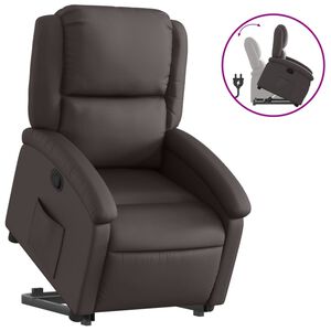 vidaXL Fauteuil inclinable marron fonc&eacute; cuir v&eacute;ritable