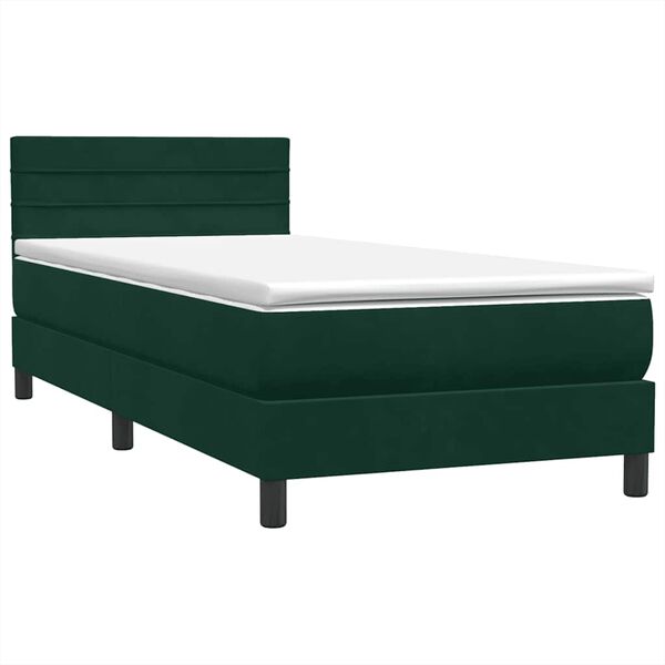vidaXL Sommier &agrave; lattes de lit et matelas vert fonc&eacute; 90x210 cm velours