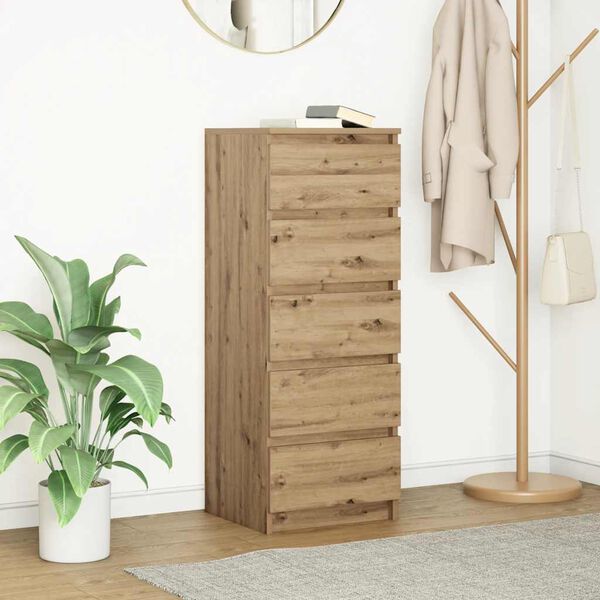 vidaXL Buffet et tiroirs chêne artisanal 37,5x35x99 cm bois ingénierie