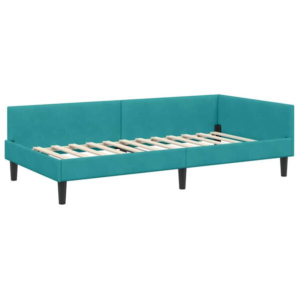 vidaXL Cadre de lit d'angle Turquoise 80 cm x 200 cm Velours