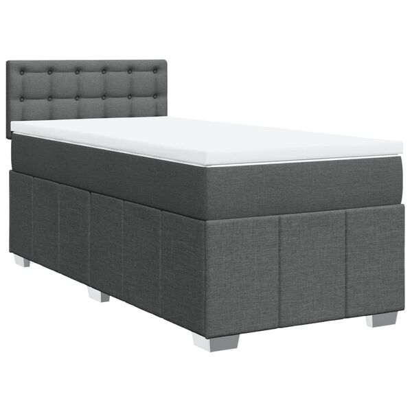 vidaXL Sommier &agrave; lattes de lit avec matelas Gris fonc&eacute; 80x200 cm Tissu