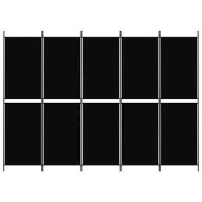 vidaXL Cloison de séparation 5 panneaux Noir 250x180 cm Tissu