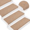 vidaXL Tapis d'escalier auto-adh&eacute;sifs 15 pcs 65x24,5x3,5 cm Beige