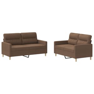 vidaXL Ensemble de canap&eacute;s 2 pcs avec coussins Marron Tissu