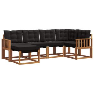 vidaXL Ensemble de canap&eacute;s d'ext&eacute;rieur 6 pcs Naturel et Noir