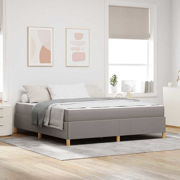 vidaXL Cadre de lit avec matelas Taupe 180 x 200 cm tissu
