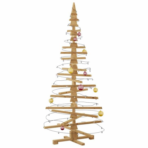 vidaXL Arbre de No&euml;l en bois Marron 180 cm Bois massif en pin