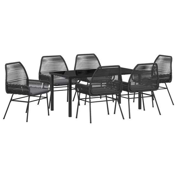 vidaXL Ensemble de salle &agrave; manger pour jardin 7 pcs Noir polyrotin