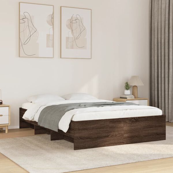 vidaXL Cadre de lit sans matelas ch&ecirc;ne marron 135x190 cm