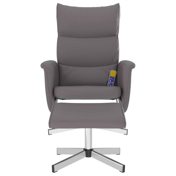 vidaXL Fauteuil inclinable de massage avec repose-pied gris similicuir