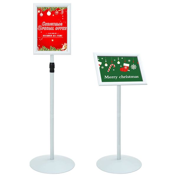 vidaXL Stand de Poster sur Pied Argent&eacute; 33 x 33 x 123 cm PVC et Acier