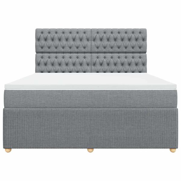 vidaXL Sommier &agrave; lattes de lit avec matelas Gris clair 180x200cm Tissu