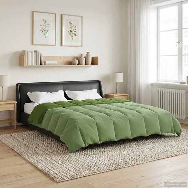 vidaXL Duvet d'hiver Matelass&eacute; Vert 200 x 240 cm Microfibre
