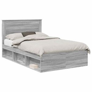 vidaXL Cadre de lit avec tiroir Gris Sonoma 120 x 190 cm Pin massif