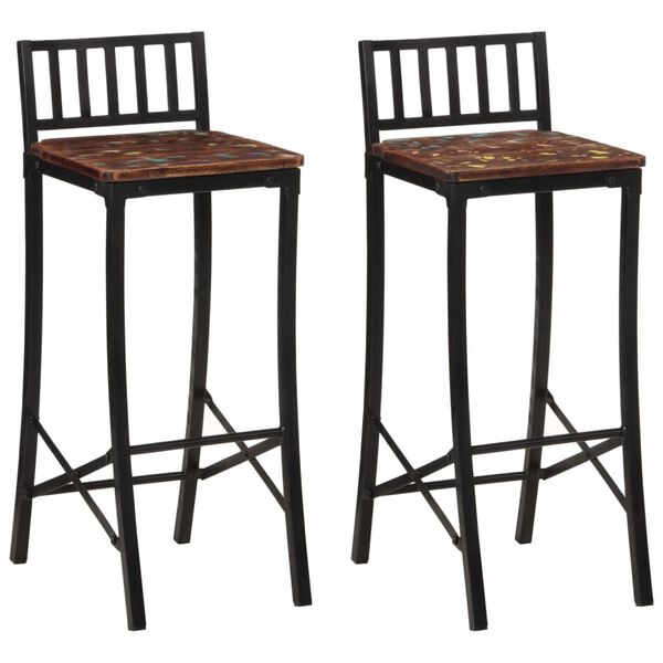 vidaXL Chaises de bar lot de 2 bois de r&eacute;cup&eacute;ration massif