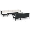 vidaXL Salon de jardin 11 pcs avec coussins R&eacute;sine tress&eacute;e Noir