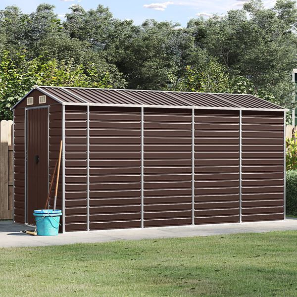 vidaXL Abri de jardin marron 191 x 385 x 198 cm en acier galvanisé