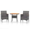 vidaXL Ensemble &agrave; manger de jardin 3 pcs R&eacute;sine tress&eacute;e Gris
