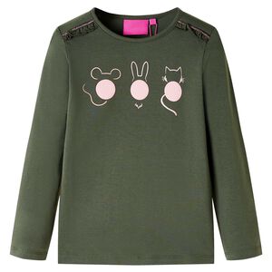 vidaXL T-shirt enfants &agrave; manches longues kaki 104