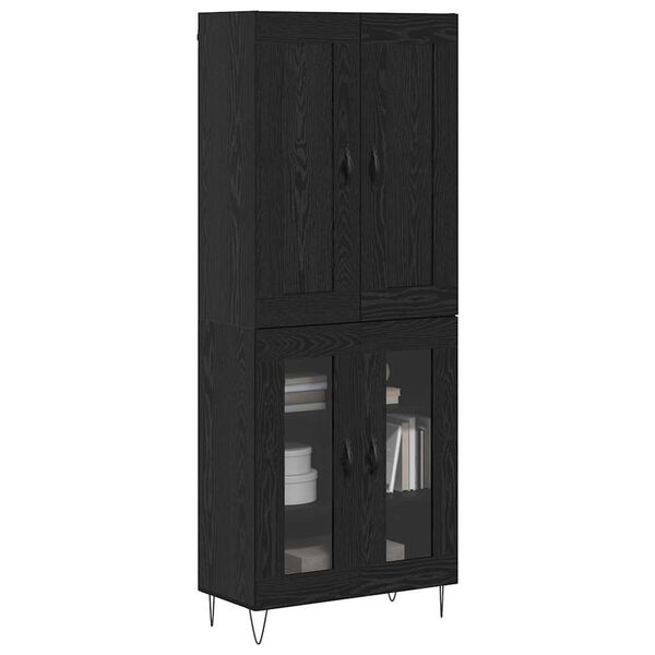 vidaXL Haut Armoire Ch&ecirc;ne noir 69,5 x 34 x 180 cm Bois d'ing&eacute;nierie