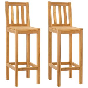 vidaXL Tabouret de bar 2 pcs Marron Bois de teck massif