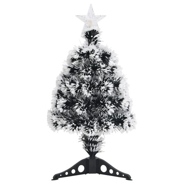vidaXL Arbre de No&euml;l pr&eacute;-&eacute;clair&eacute; vert et blanc 64 cm fibre optique