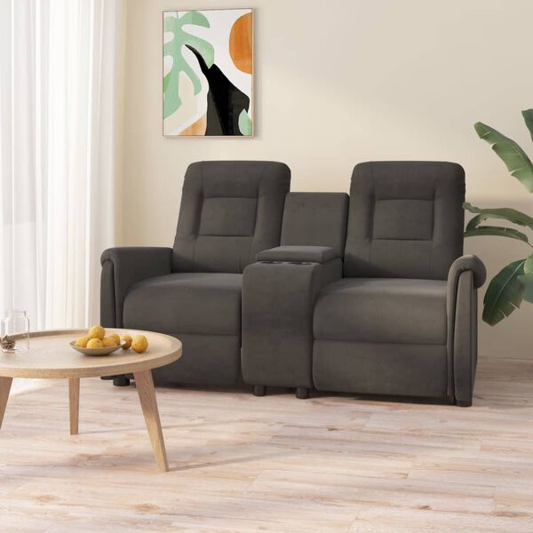 vidaXL Fauteuil de massage inclinable porte-gobelet 2places gris fonc&eacute;