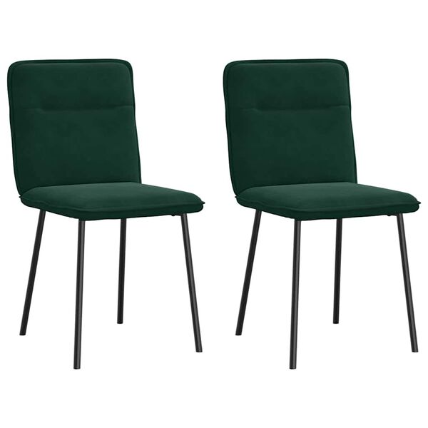 vidaXL Chaises &agrave; manger lot de 2 Vert fonc&eacute; Velours