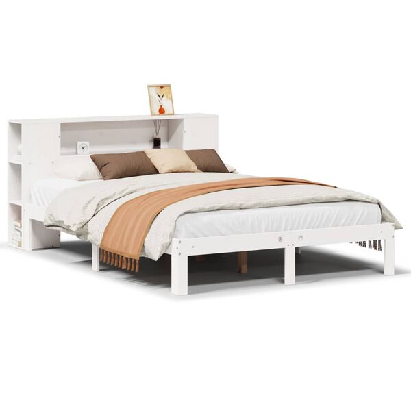 vidaXL Lit biblioth&egrave;que sans matelas blanc 140x200 cm bois pin massif