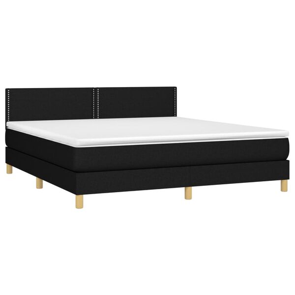 vidaXL Sommier &agrave; lattes de lit avec matelas LED Noir 160x200 cm Tissu
