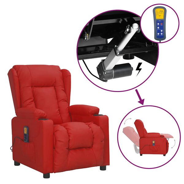 vidaXL Fauteuil de massage Rouge bordeaux Similicuir