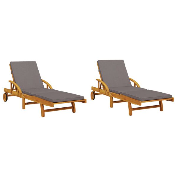 vidaXL Chaises longues lot de 2 avec table bois massif d'acacia