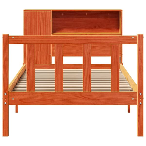 vidaXL Lit bibliothèque sans matelas cire marron 100x200 cm pin massif