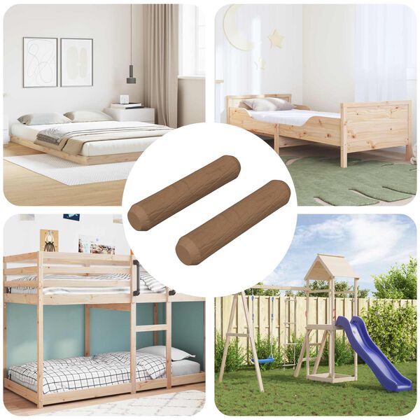 vidaXL Chevilles en bois 2 pcs Marron &Oslash;8 x 35 mm Bois massif