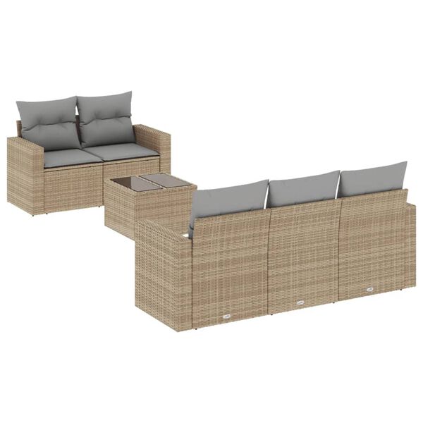vidaXL Salon de jardin avec coussins 6 pcs beige r&eacute;sine tress&eacute;e